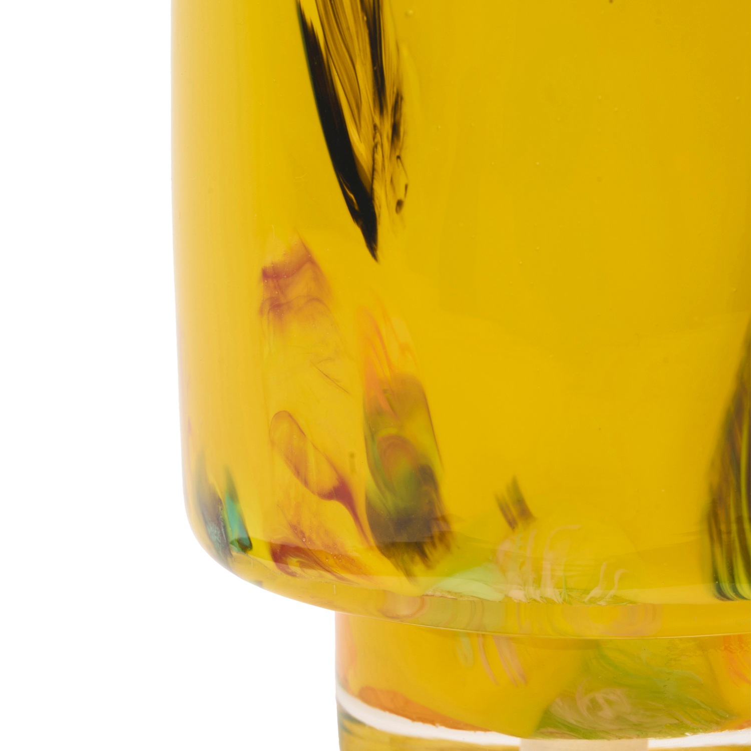 DGガラスステップポット＆ソーサーH12 イエローフラワー | 穴あき鉢