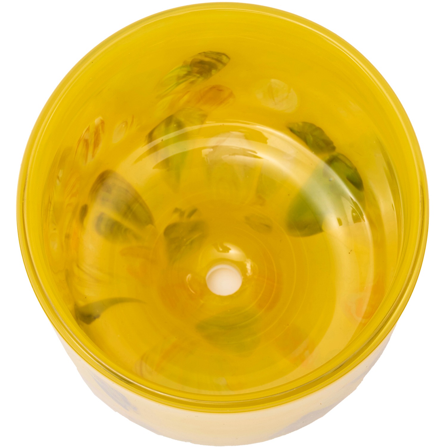 DGガラスステップポット＆ソーサーH12 イエローフラワー | 穴あき鉢