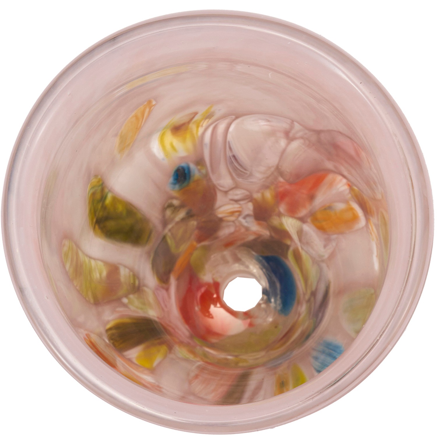 DGガラスステップロングポット＆ソーサーH16 ラベンダーフラワー