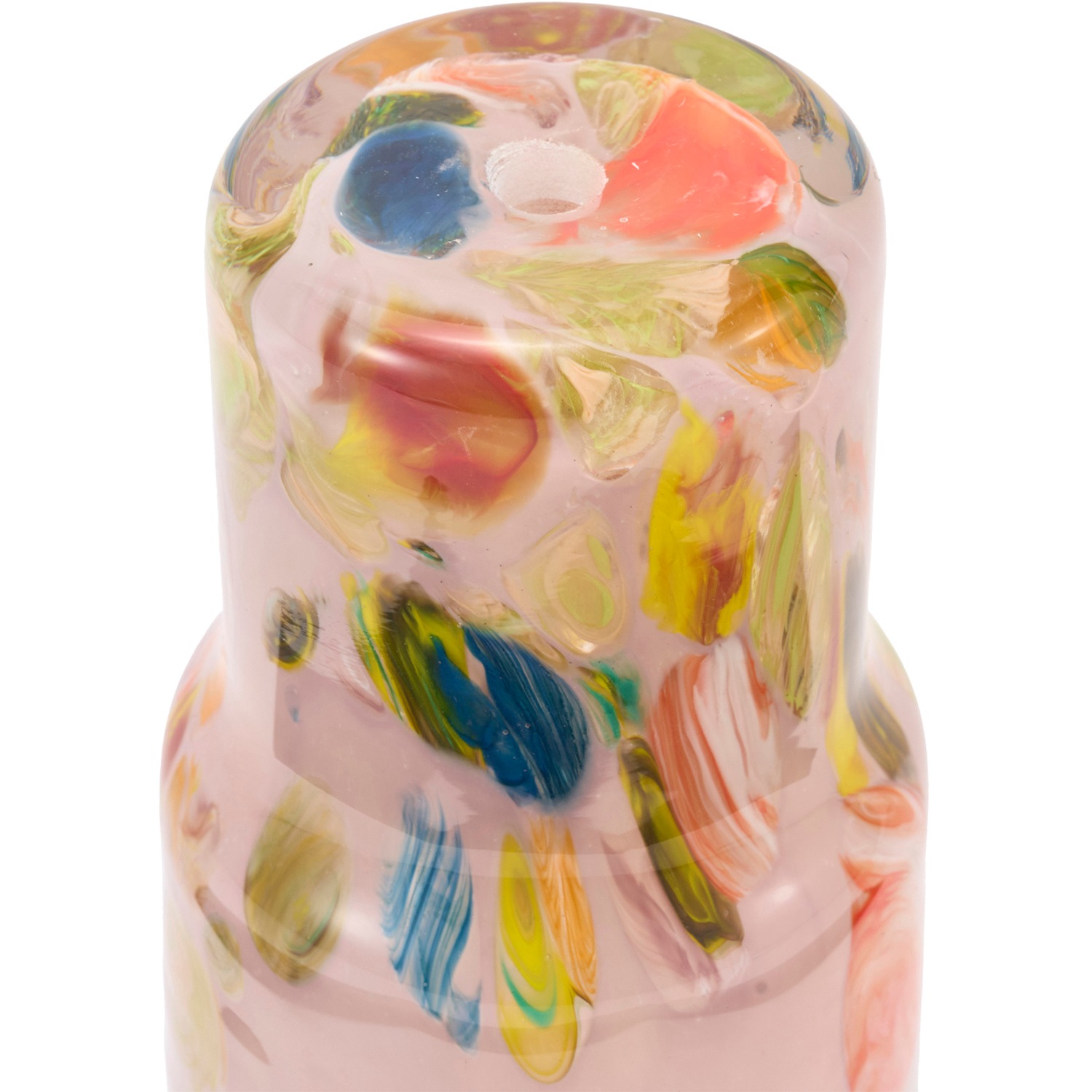 DGガラスステップロングポット＆ソーサーH16 ラベンダーフラワー