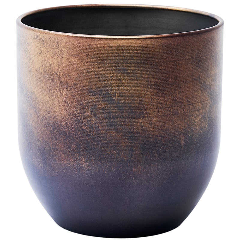 円状の鉄の花器 MC円形アールメタル ダークブラウンH14 | メタル（鉄・スチール）製