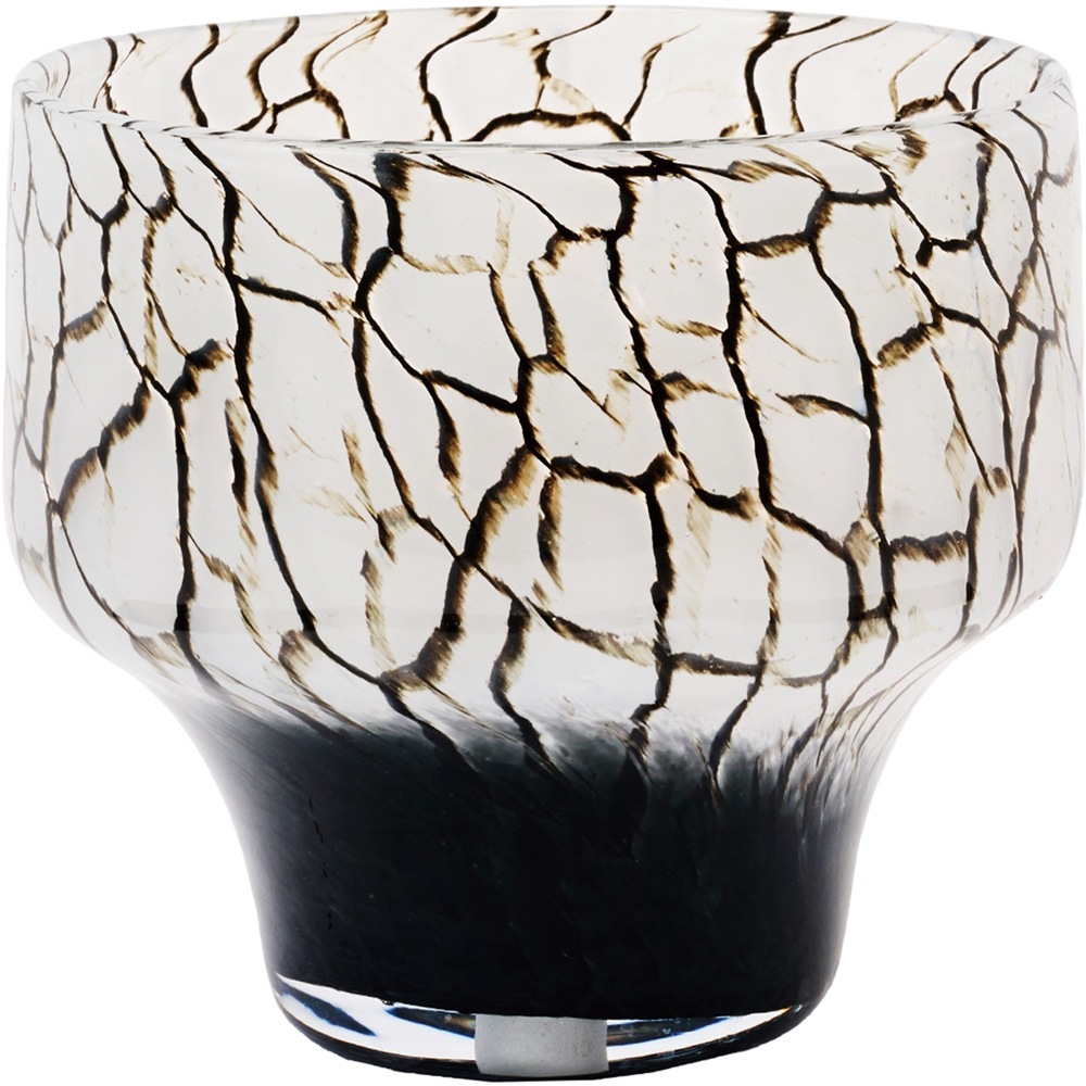 DGガラスコンフォートポット＆ソーサーH12 ブラックアイス | 穴あき鉢