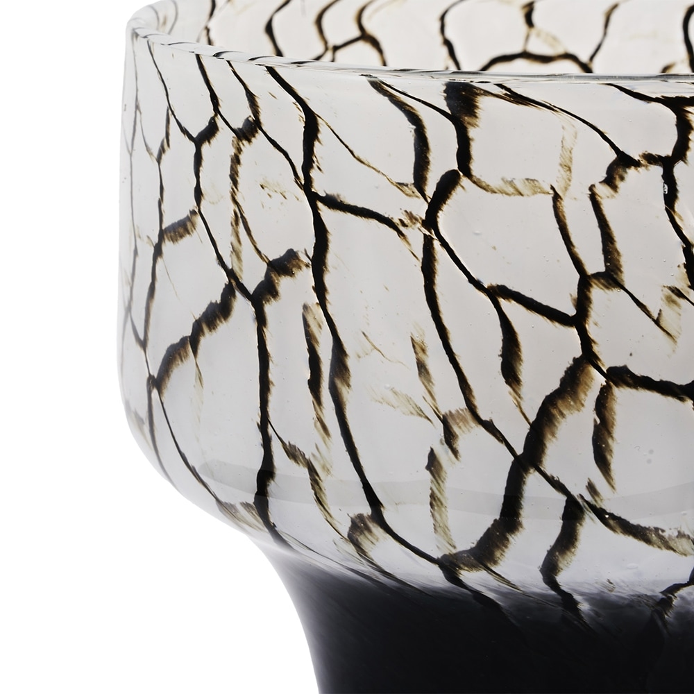 DGガラスコンフォートポット＆ソーサーφ13xH12 BKアイス | 穴あき鉢