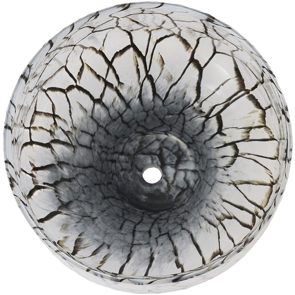 DGガラスコンフォートポット＆ソーサーφ13xH12 BKアイス | 穴あき鉢