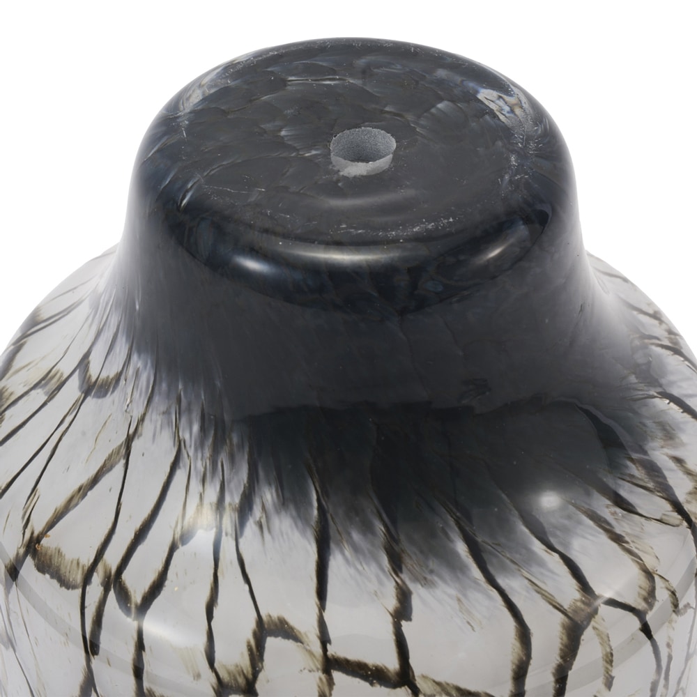 DGガラスコンフォートポット＆ソーサーφ13xH12 BKアイス | 穴あき鉢