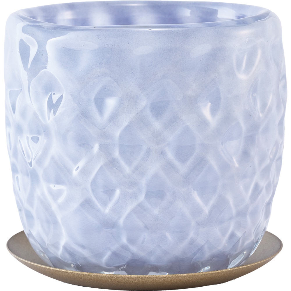 DGガラスアールポット&ソーサーφ10.5 クリスタルホワイト | 穴あき鉢