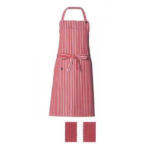 エル・トランスバル エプロン ミドルストライプ Short レッド