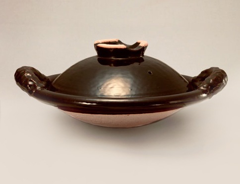 土楽　黒鍋　縄手　尺1 未使用 伊賀焼土楽 口付黒鍋 9寸｜和食器 通販 暮らしのうつわ 花田