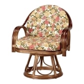 東京ラタン 天然籐肘付き回転チェア ハイタイプ｜ファミリー・ライフ