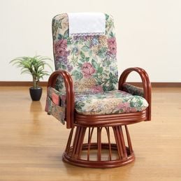 東京ラタン 高さが選べるゆったり天然籐回転チェア ハイタイプ