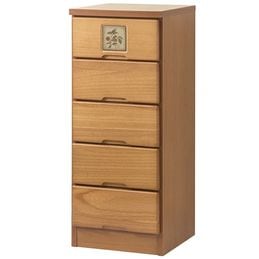 大川産 天然木タイル付きスリムチェスト 4段｜ファミリー