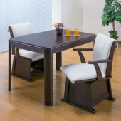 ダイニングこたつシリーズ 天然木肘付き回転こたつチェア2脚組