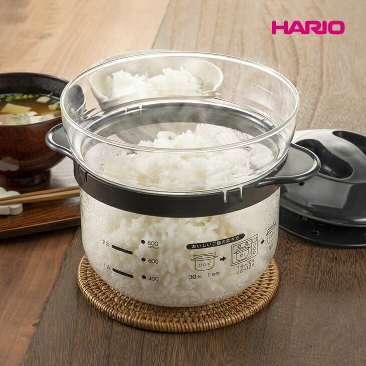 HARIO ハリオ ガラスのレンジご飯釜 1～2合 代金引換不可