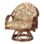 東京ラタン 高さが選べるゆったり天然籐回転チェア ハイタイプ