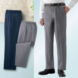 日本製 紳士杢調裏起毛ストレートパンツ3色組 同サイズ 股下60・64