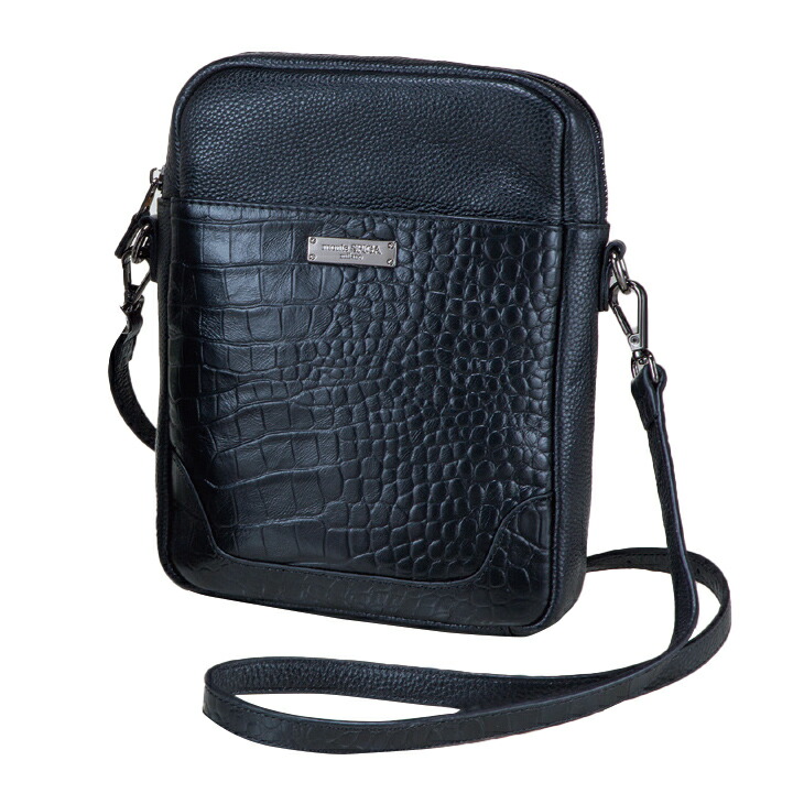 モンテスピガ クロコ型押しショルダーバッグ 大