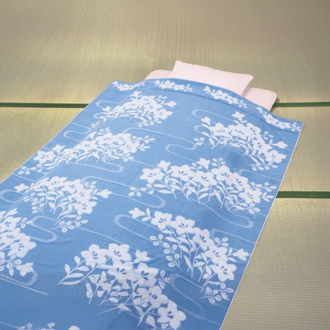 今治産桔梗柄ボリュームタオルケット 2色組