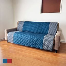日本製 抜染切替縞柄キルトソファカバー 3人掛用 155×150cm