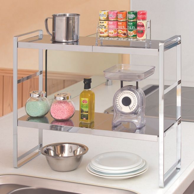 日本製 ステンレス板の伸縮マルチラック スリム