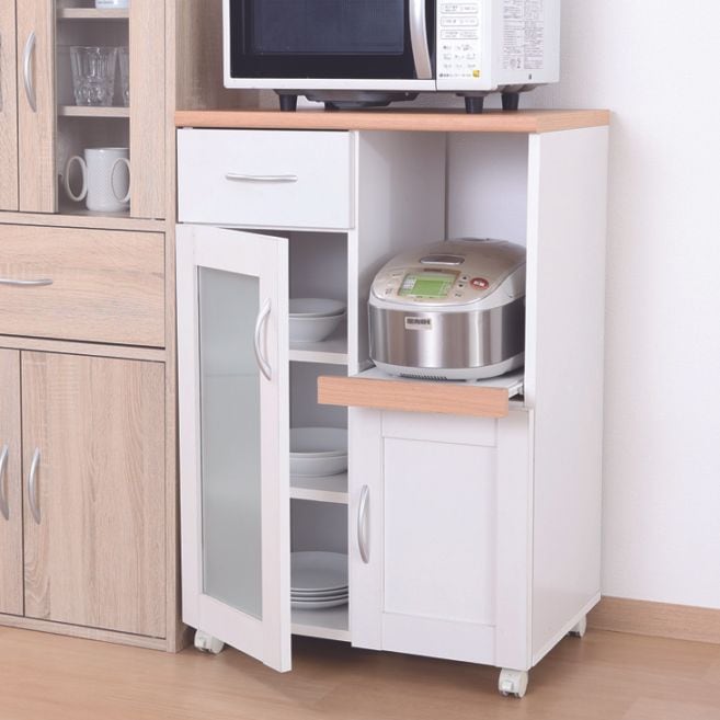 収納たっぷりキッチンカウンター キャスター付き