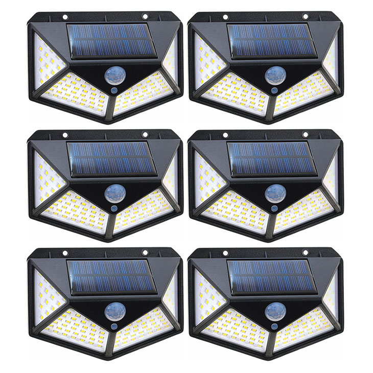 100LEDソーラーセンサーライト 6個組