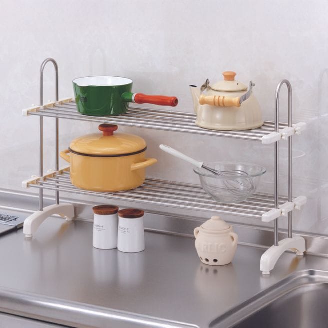 伸縮式ステンレス整理棚