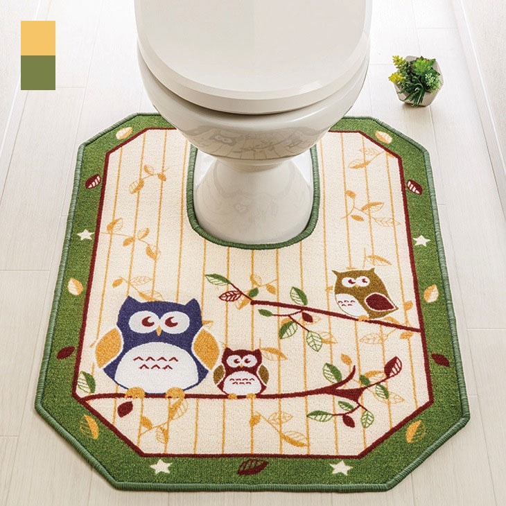 洗える八角形ふくろうトイレマット