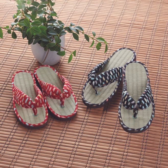 い草鼻緒サンダル矢絣柄2足組 同サイズ