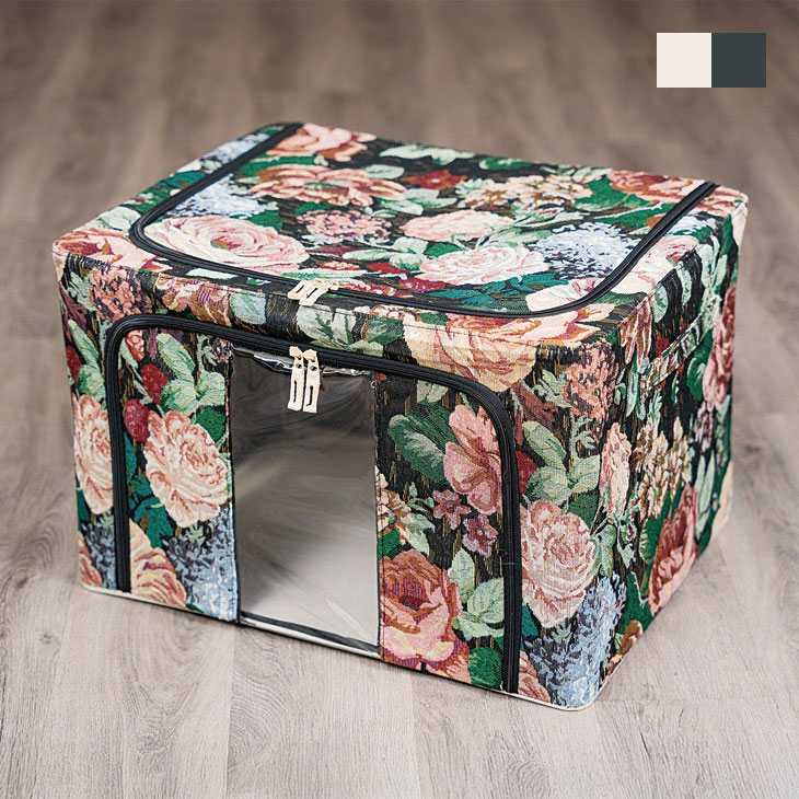 ゴブラン調窓付き収納ボックス