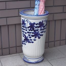 陶器傘立て　青い花柄 高 品質家具・インテリア - 青い花柄 陶器製 傘立て