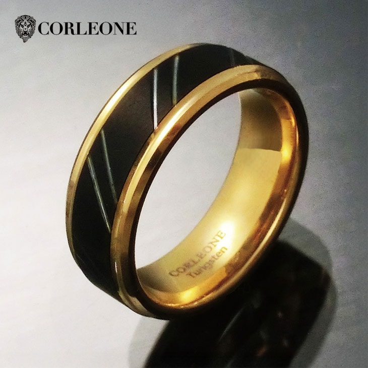 コルレオーネ ブラックツートン刀痕タングステンリング