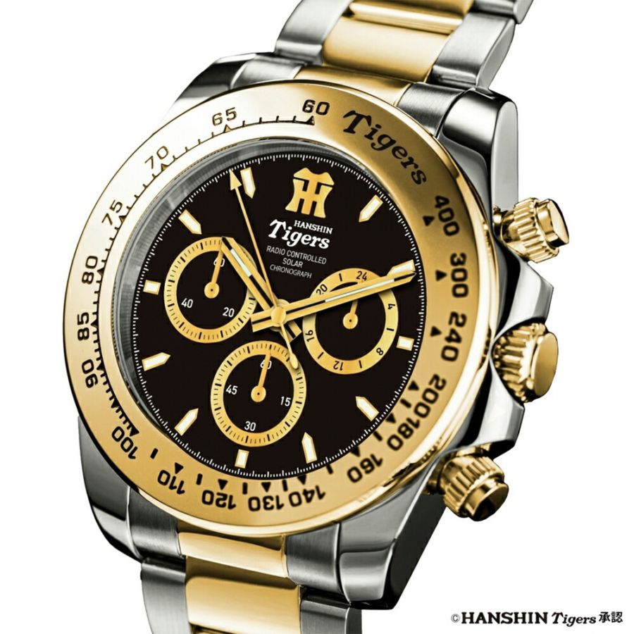 阪神タイガース 腕時計 裏面「虎」ロゴ仕様 球団創設90周年 電波ソーラー クロノグラフ