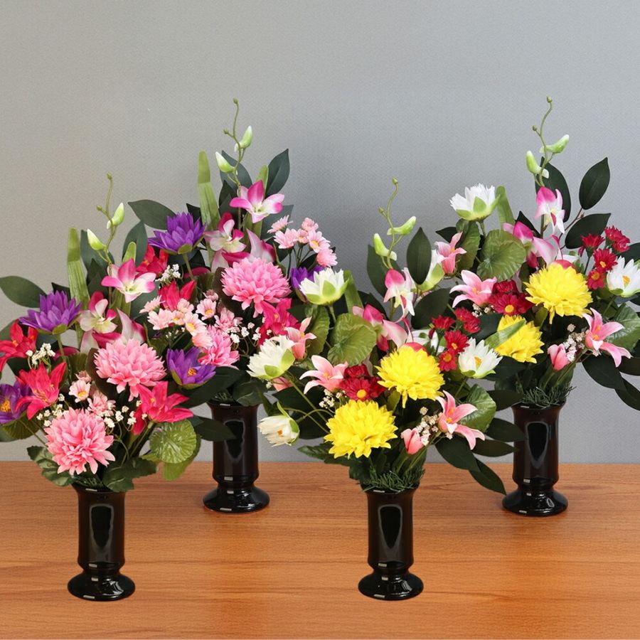 ♕* 大きな蓮の 大きめ仏花 ♤* ペットお供えにも♪ 造花   花器付き ♧* ♕* 大きな蓮の 大きめ仏花 ♤* ペットお供えにも♪ 造花
