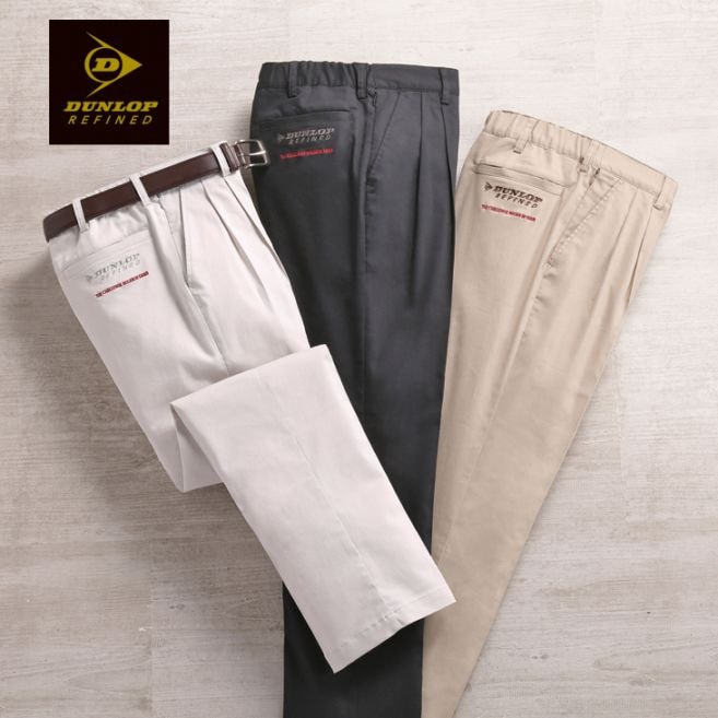 ダンロップ・リファインド 吸汗速乾楽らくストレッチチノパンツ3色組 同サイズ