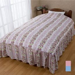 〇花柄ベッドカバー（フローレンス） ブルー シングル 花柄ベッドカバー フローレンス シングル｜ファミリー・ライフ