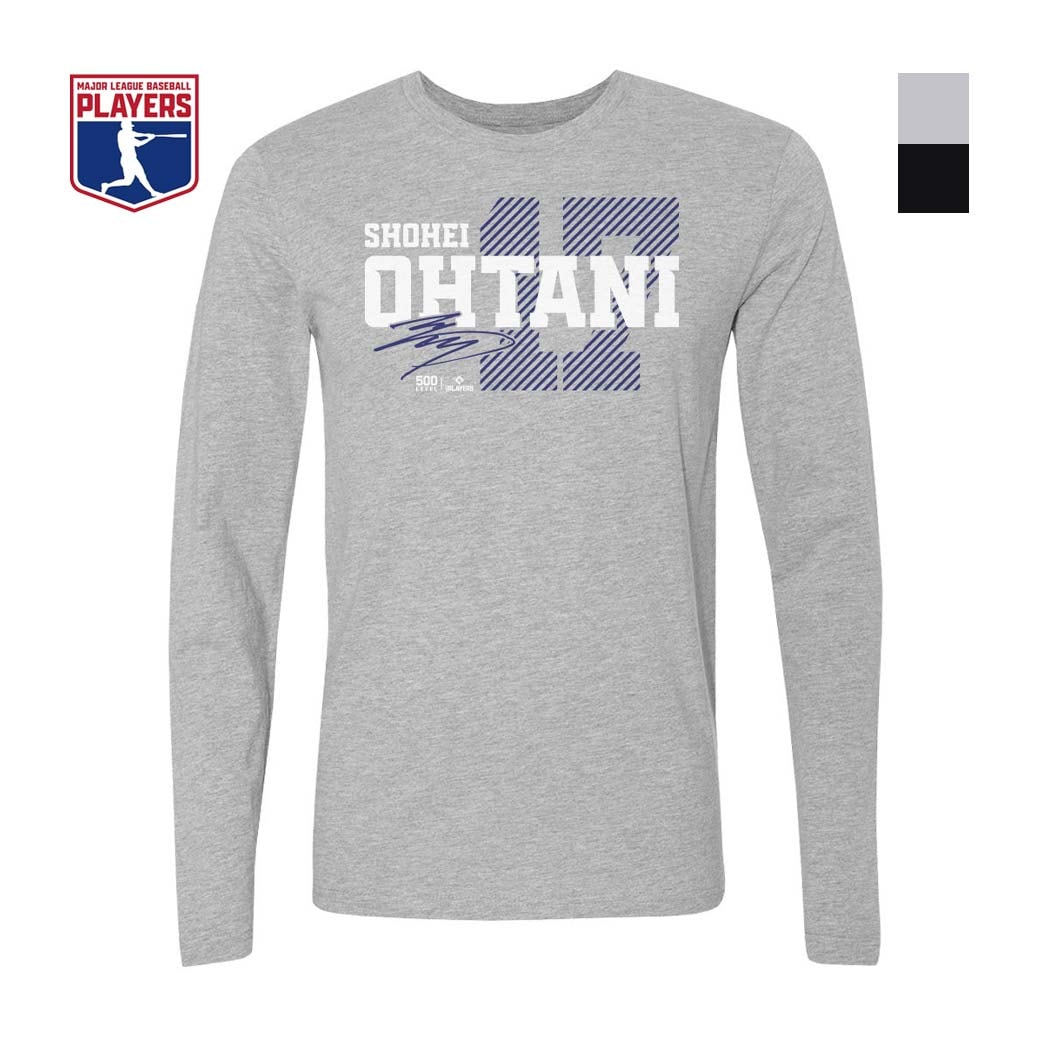 MLBPA公式ライセンス 大谷翔平 グラフィック長袖Tシャツ ナンバー＆サイン柄