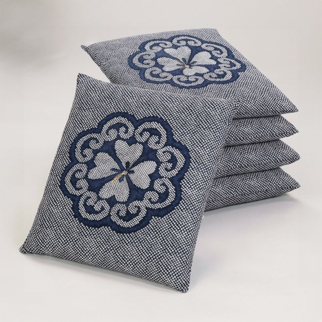 日本製 小紋柄座布団カバー同色５枚組