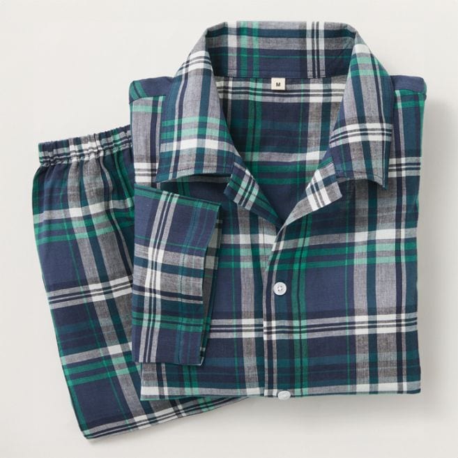 インド綿先染め紳士パジャマ2色組 同サイズ