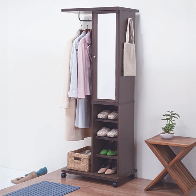 ミラー付きハンガーラック