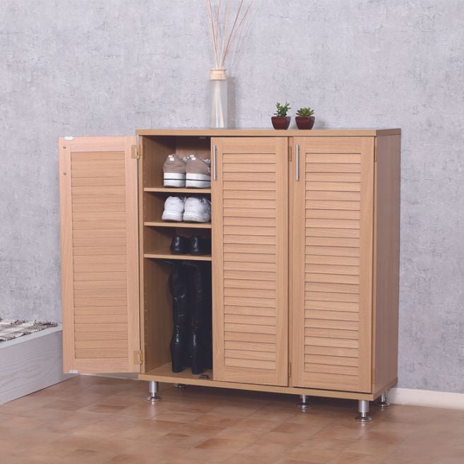 木製ルーバーシューズラック 2枚扉