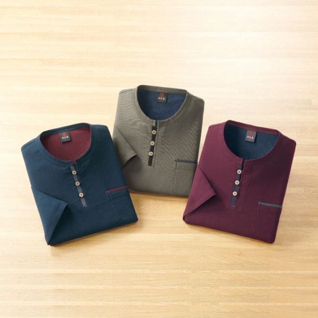 綿100%クレープ7分袖Tシャツ3色組 同サイズ