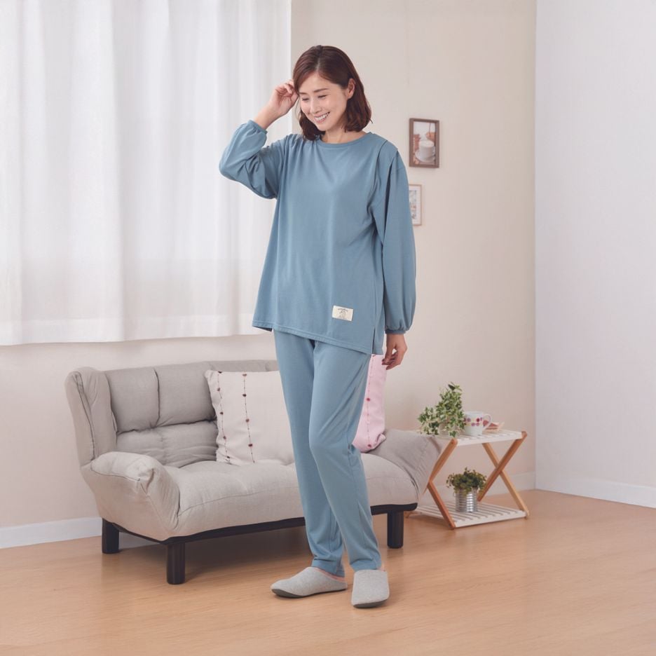 婦人綿混やわらか長袖ホームウェア2色組 同サイズ