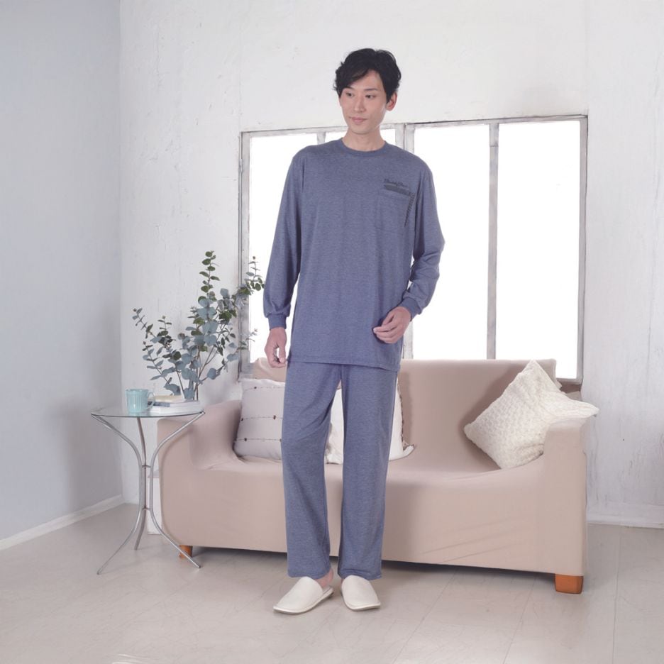 紳士綿混やわらか長袖ホームウェア2色組 同サイズ