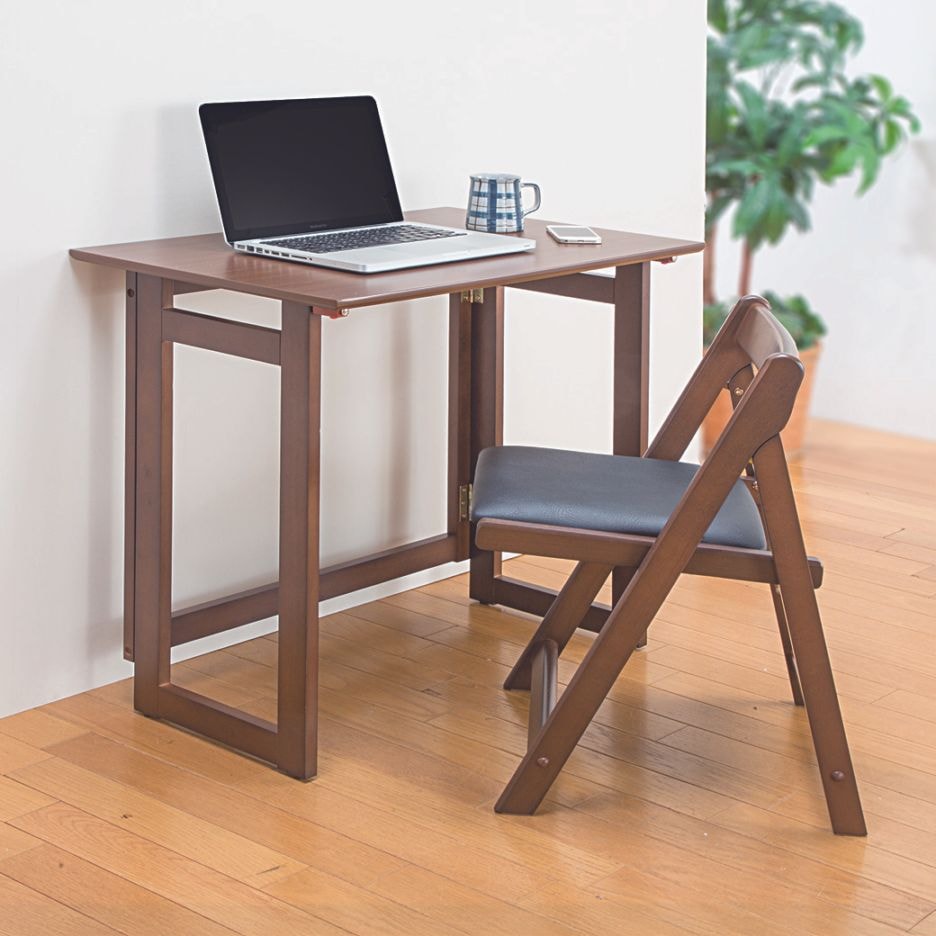 天然木折りたたみデスク＆チェアセット