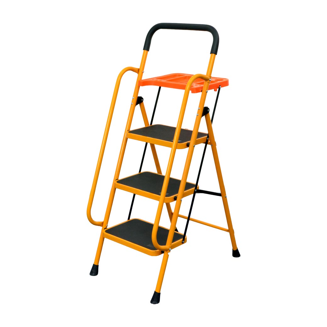 ファミラ 安心脚立 安心の両手すり付き脚立 トレー付き 3段