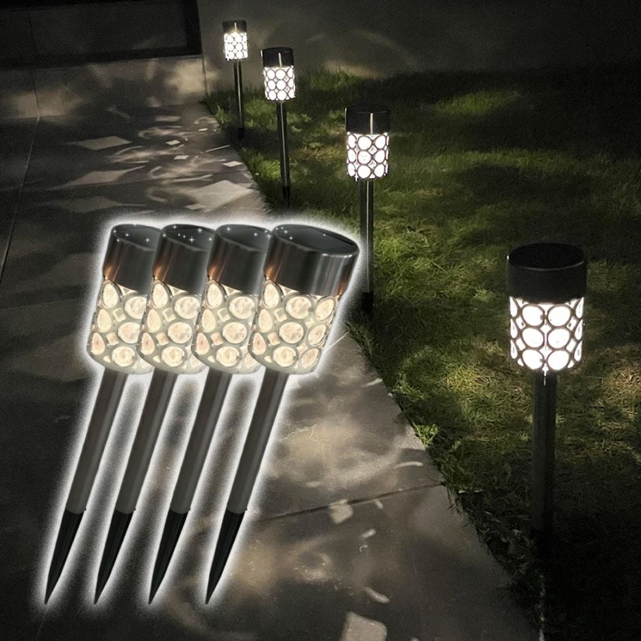 幾何学模様ガーデンソーラーライト4本組
