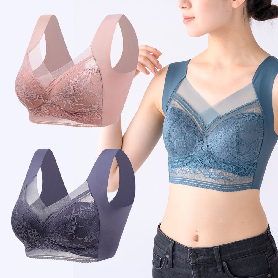 ノンワイヤーでらくらくレースブラ 3色組