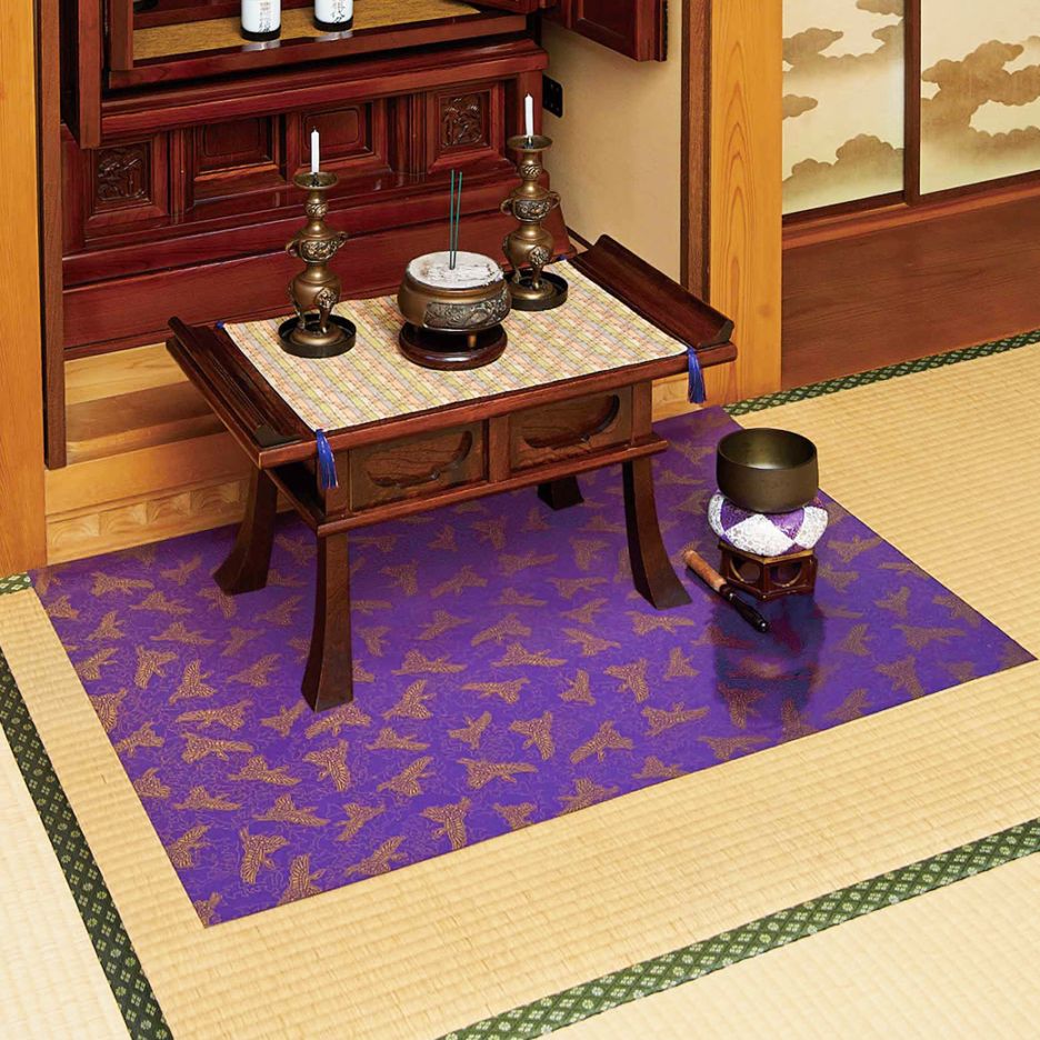 防炎仏壇マット 鶴柄 96×60cm