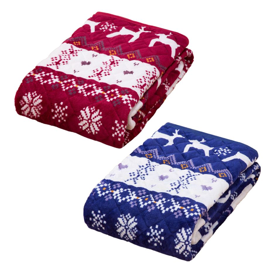 ノルディック柄フランネル敷パッド 2色組