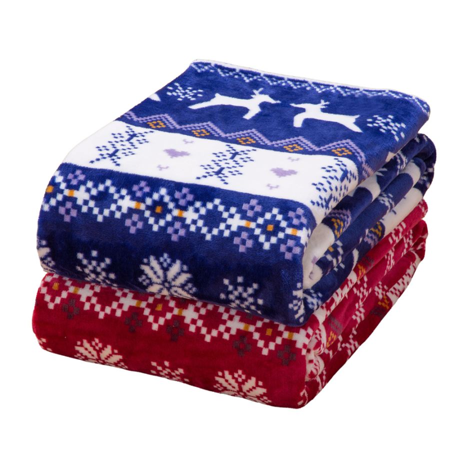 ノルデイック柄フランネル毛布 2色組